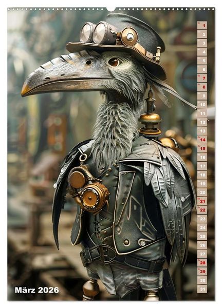 Produktbild: Steampunk Fauna (hochwertiger Premium Wandkalender 2026 DIN A2 hoch), Kunstdruck in Hochglanz