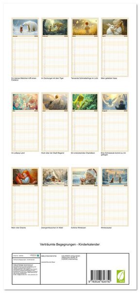 Produktbild: Familienplaner 2026 - Vertr&auml;umte Begegnungen - Kinderkalender mit 5 Spalten (Wandkalender, 21 x 45 cm) CALVENDO