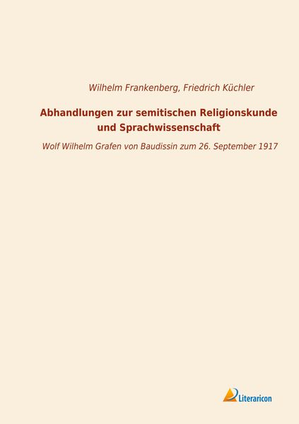 Produktbild: Abhandlungen zur semitischen Religionskunde und Sprachwissenschaft