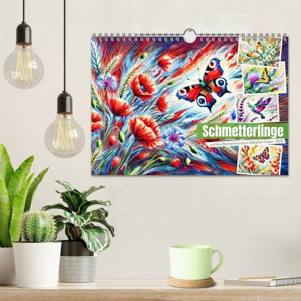 Produktbild: Schmetterlinge und ihre Blumenfreunde in lebhaften Farben (Wandkalender 2026 DIN A4 quer), CALVENDO Monatskalender