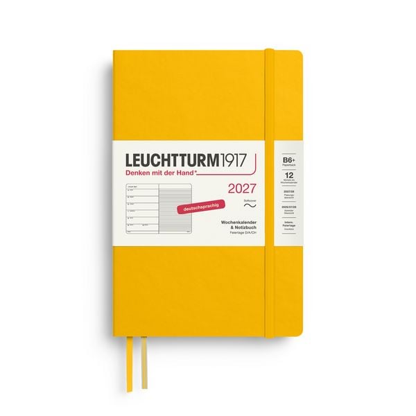 Produktbild: Wochenkalender & Notizbuch Paperback (B6+) 2027, Softcover, Sunflower, Deutsch
