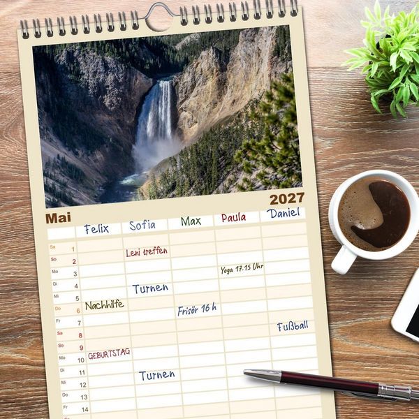 Produktbild: Familienplaner 2027 - Wyoming, South Dakota Colorado mit 5 Spalten (Wandkalender, 21 x 45 cm) CALVENDO
