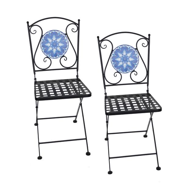Produktbild: HTI-Living Gartenstuhl Marocco blau 2er Set Gartenstuhl Marocco blau 2er Set