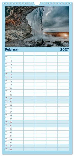 Produktbild: Familienplaner 2027 - Island - Rundreise im Oktober mit 5 Spalten (Wandkalender, 21 x 45 cm) CALVENDO