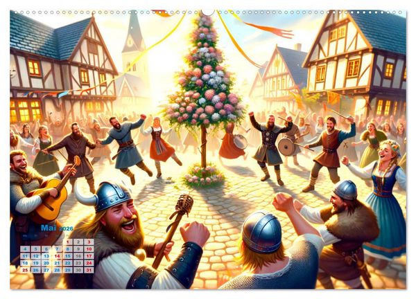 Produktbild: Wikinger - Ein Jahr im Leben der Nordm&auml;nner (hochwertiger Premium Wandkalender 2026 DIN A2 quer), Kunstdruck in Hochglanz
