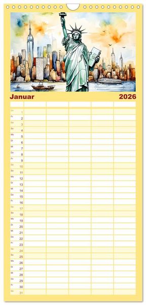Produktbild: Familienplaner 2026 - Sightseeing New York mit 5 Spalten (Wandkalender, 21 x 45 cm) CALVENDO