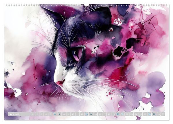 Produktbild: Katzensymphonie in Aquarell (Wandkalender 2026 DIN A2 quer), CALVENDO Monatskalender