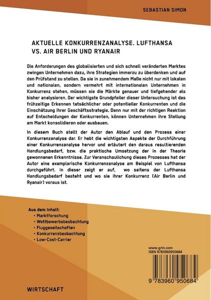Produktbild: Aktuelle Konkurrenzanalyse. Lufthansa vs. Air Berlin und Ryanair