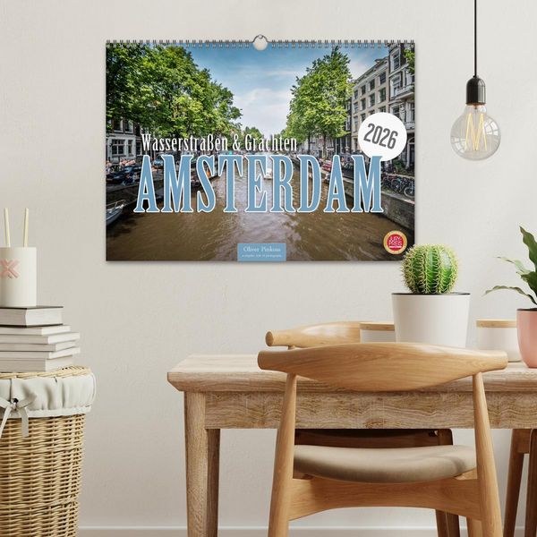 Produktbild: Amsterdam - Wasserstra&szlig;en und Grachten (Wandkalender 2026 DIN A3 quer), CALVENDO Monatskalender