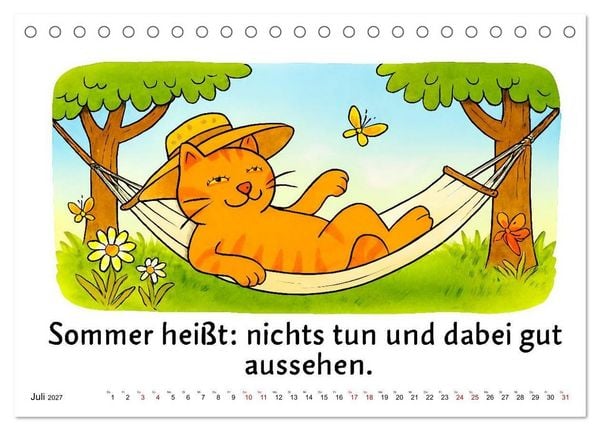 Produktbild: Freche Katzen - Humorvolle Spr&uuml;che und charmante Comics (Tischkalender 2027 DIN A5 quer), CALVENDO Monatskalender