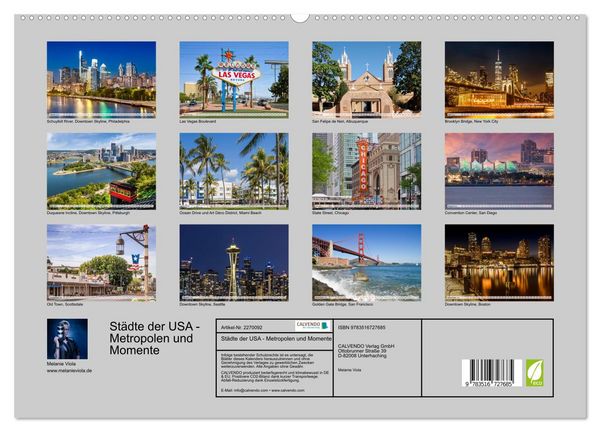Produktbild: St&auml;dte der USA - Metropolen und Momente (hochwertiger Premium Wandkalender 2026 DIN A2 quer), Kunstdruck in Hochglanz