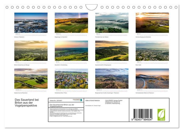 Produktbild: Das Sauerland bei Brilon aus der Vogelperspektive (Wandkalender 2026 DIN A4 quer), CALVENDO Monatskalender
