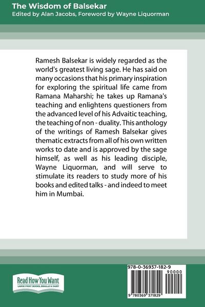 Produktbild: The Wisdom of Balsekar (16pt Large Print Edition)