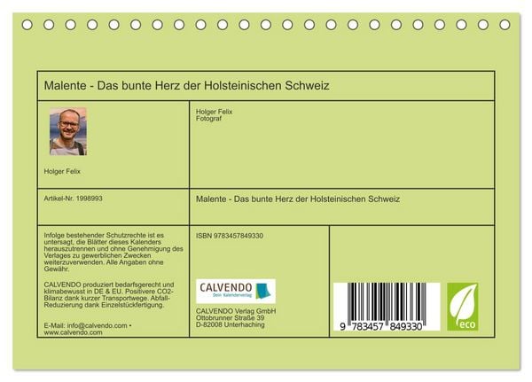 Produktbild: Malente - Das bunte Herz der Holsteinischen Schweiz (Tischkalender 2026 DIN A5 quer), CALVENDO Monatskalender
