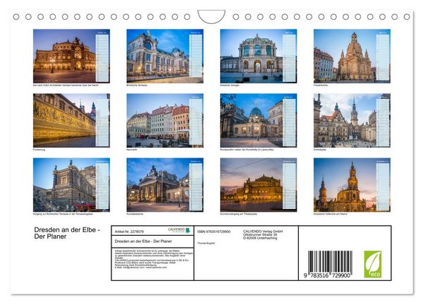 Produktbild: Dresden an der Elbe - Der Planer (Wandkalender 2026 DIN A4 quer), CALVENDO Monatskalender