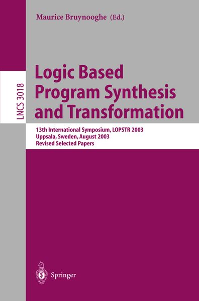 Produktbild: Logic Based Program Synthesis and Transformation
