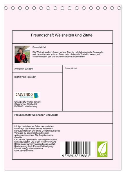 Produktbild: Freundschaft Weisheiten und Zitate (Tischkalender 2026 DIN A5 hoch), CALVENDO Monatskalender