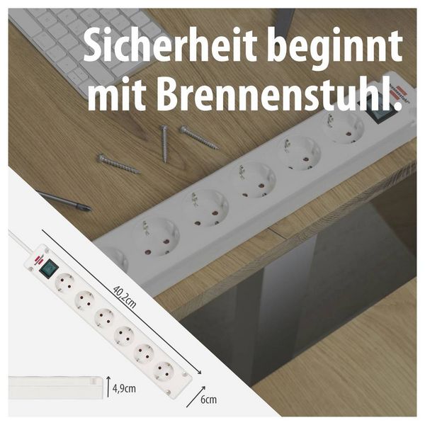 Produktbild: Brennenstuhl 1150650326 Steckdosenleiste mit Schalter Wei&szlig; Schutzkontakt 1 St.
