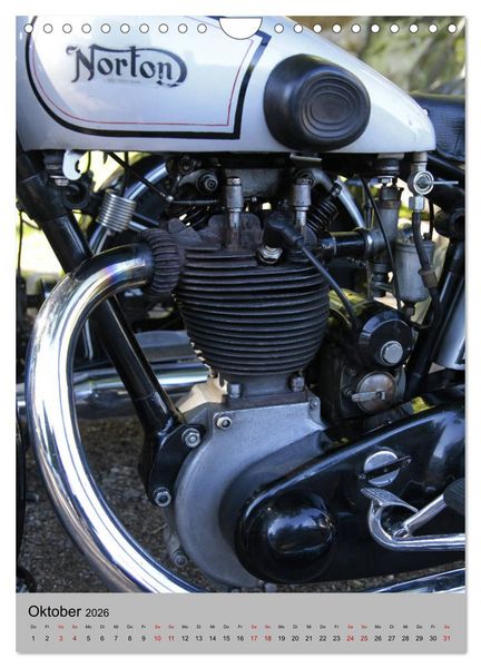 Produktbild: Motorrad Oldtimer - Motoransichten (Wandkalender 2026 DIN A4 hoch), CALVENDO Monatskalender
