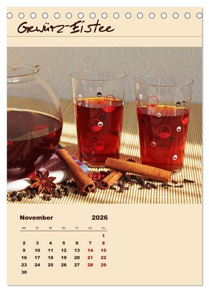 Produktbild: Erfrischender Eistee - Rezeptideen (Tischkalender 2026 DIN A5 hoch), CALVENDO Monatskalender