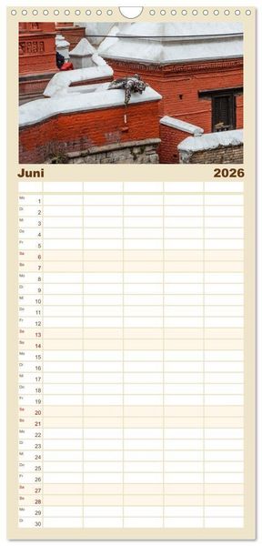 Produktbild: Familienplaner 2026 - K&ouml;nigsst&auml;tte im Kathmandutal mit 5 Spalten (Wandkalender, 21 x 45 cm) CALVENDO