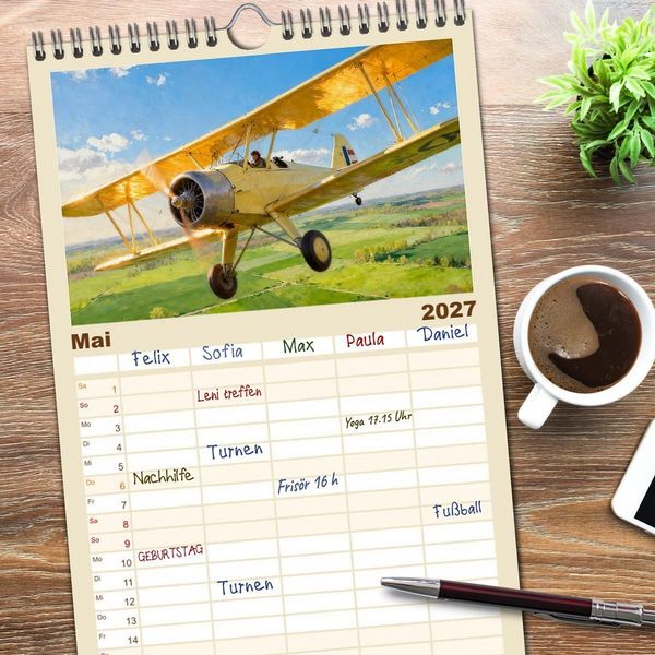 Produktbild: Familienplaner 2027 - N&auml;chster Halt: Flugh&ouml;he mit 5 Spalten (Wandkalender, 21 x 45 cm) CALVENDO