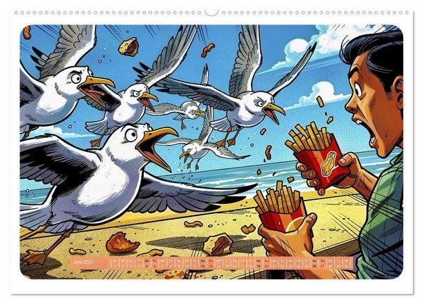 Produktbild: Gierige M&ouml;wen - Comic (hochwertiger Premium Wandkalender 2027 DIN A2 quer), Kunstdruck in Hochglanz