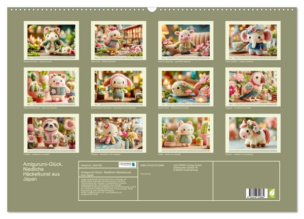 Produktbild: Amigurumi-Gl&uuml;ck. Niedliche H&auml;ckelkunst aus Japan (Wandkalender 2026 DIN A2 quer), CALVENDO Monatskalender
