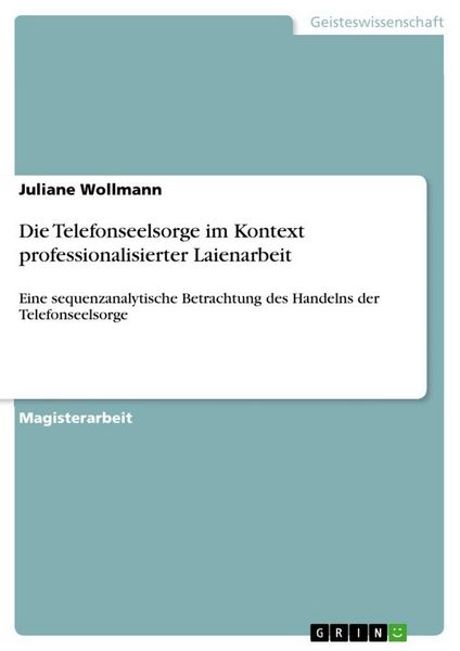 Produktbild: Die Telefonseelsorge im Kontext professionalisierter Laienarbeit