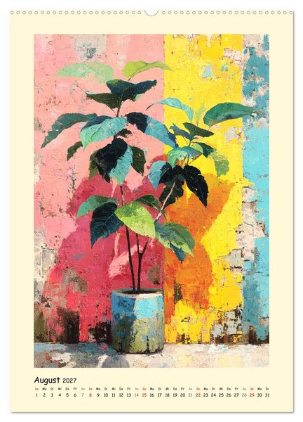 Produktbild: Pflanzenkunst. Mediterrane Farbakzente und florale Moderne (Wandkalender 2027 DIN A2 hoch), CALVENDO Monatskalender