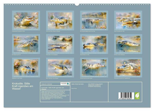 Produktbild: Krokodile. Stille Kraft irgendwo am Wasser (hochwertiger Premium Wandkalender 2027 DIN A2 quer), Kunstdruck in Hochglanz