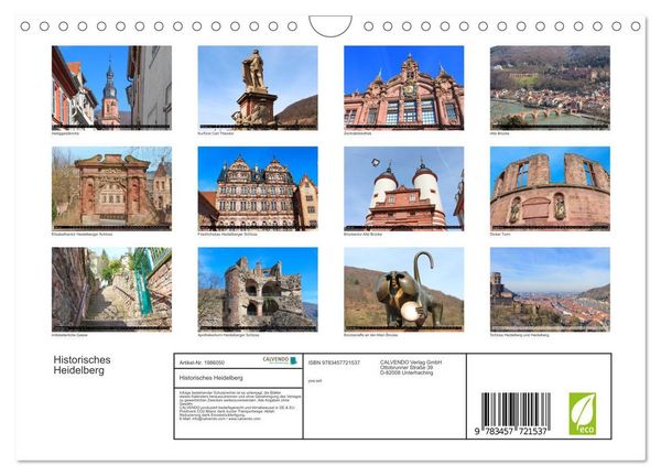 Produktbild: Historisches Heidelberg (Wandkalender 2026 DIN A4 quer), CALVENDO Monatskalender