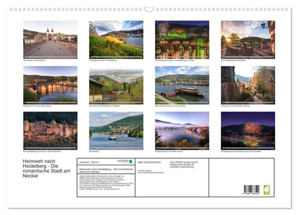 Produktbild: Heimweh nach Heidelberg - Die romantische Stadt am Neckar (Wandkalender 2026 DIN A2 quer), CALVENDO Monatskalender