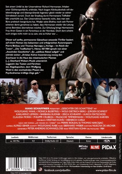 Produktbild: Gesichter des Schattens / Fesselnder Thriller von den Hitchcock-Autoren Pierre Boileau & Thomas Narcejac (Pidax Film-Klassiker)