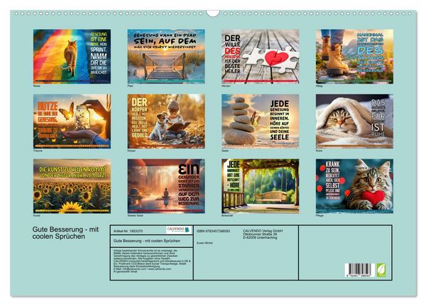 Produktbild: Gute Besserung - mit coolen Spr&uuml;chen (Wandkalender 2026 DIN A2 quer), CALVENDO Monatskalender