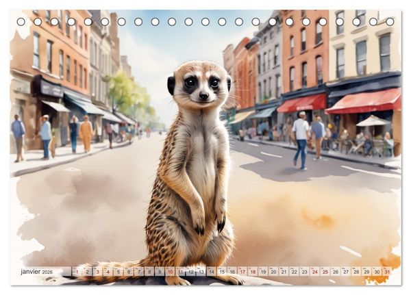 Produktbild: Suricates &agrave; New York (Calendrier de bureau 2026 DIN A5 vertical), CALVENDO calendrier mensuel