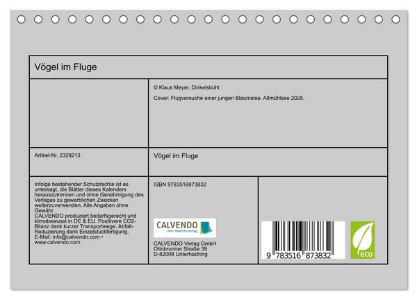 Produktbild: V&ouml;gel im Fluge (Tischkalender 2027 DIN A5 quer), CALVENDO Monatskalender