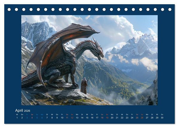 Produktbild: Drachenkrieger (Tischkalender 2026 DIN A5 quer), CALVENDO Monatskalender