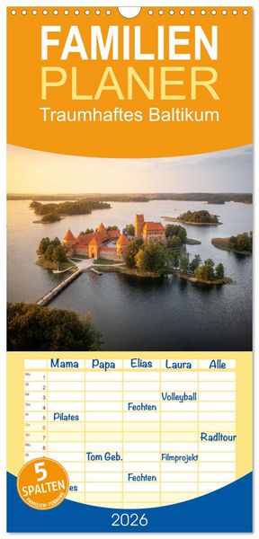 Familienplaner 2026 - Traumhaftes Baltikum mit 5 Spalten (Wandkalender, 21 x 45 cm) CALVENDO