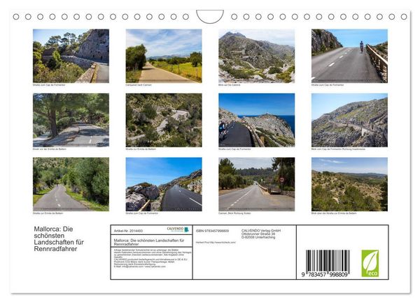Produktbild: Mallorca: Die sch&ouml;nsten Landschaften f&uuml;r Rennradfahrer (Wandkalender 2026 DIN A4 quer), CALVENDO Monatskalender