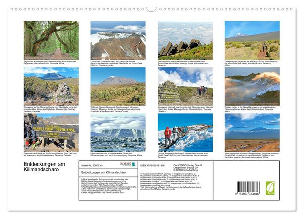 Produktbild: Entdeckungen am Kilimandscharo (hochwertiger Premium Wandkalender 2027 DIN A2 quer), Kunstdruck in Hochglanz