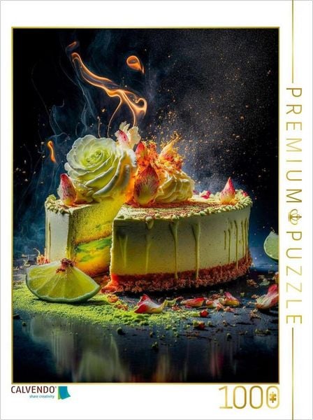 Produktbild: CALVENDO Puzzle K&auml;sekuchen mit Limetten | 1000 Teile Lege-Gr&ouml;&szlig;e 64x48cm Foto-Puzzle f&uuml;r gl&uuml;ckliche Stunden