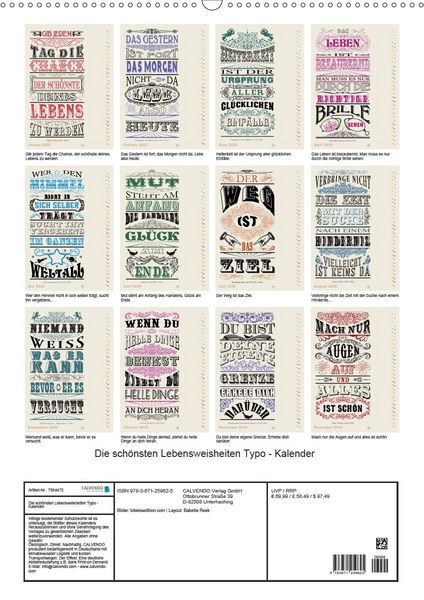 Produktbild: Die sch&ouml;nsten Lebensweisheiten Typo - Kalender (Premium, hochwertiger DIN A2 Wandkalender 2020, Kunstdruck in Hochglanz)