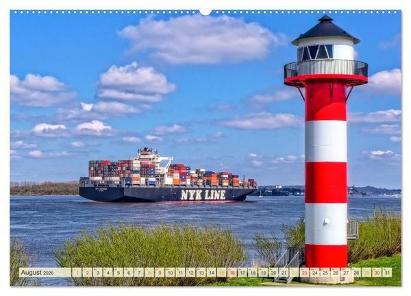 Produktbild: Containerschiffe auf der Elbe (Wandkalender 2026 DIN A2 quer), CALVENDO Monatskalender