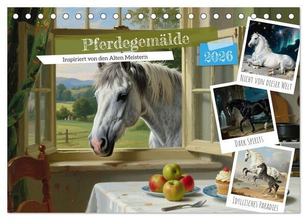 Produktbild: Pferdegem&auml;lde, inspiriert von den Alten Meistern (Tischkalender 2026 DIN A5 quer), CALVENDO Monatskalender