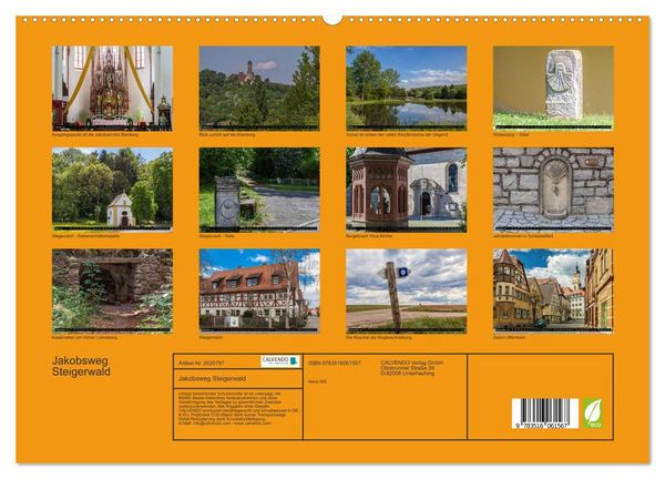 Produktbild: Jakobsweg Steigerwald (hochwertiger Premium Wandkalender 2026 DIN A2 quer), Kunstdruck in Hochglanz