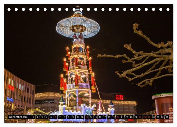Produktbild: Kassel bei Nacht (Tischkalender 2026 DIN A5 quer), CALVENDO Monatskalender