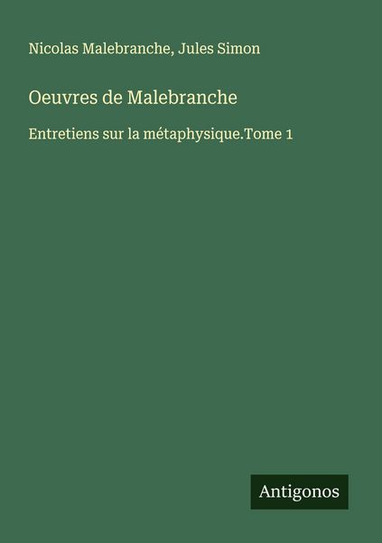 Produktbild: Oeuvres de Malebranche