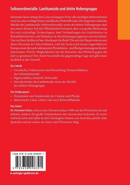 Produktbild: Seltenerdmetalle: Lanthanoide und dritte Nebengruppe