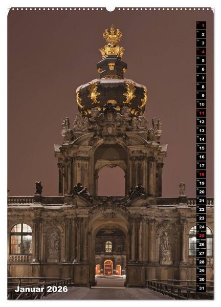 Produktbild: Dresden bei Nacht (Wandkalender 2026 DIN A2 hoch), CALVENDO Monatskalender